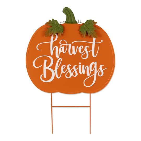Glitzhome® 24" Fall Metal Pumpkin Yard Stake | 16.5" x 0.75" x 24" | Michaels®